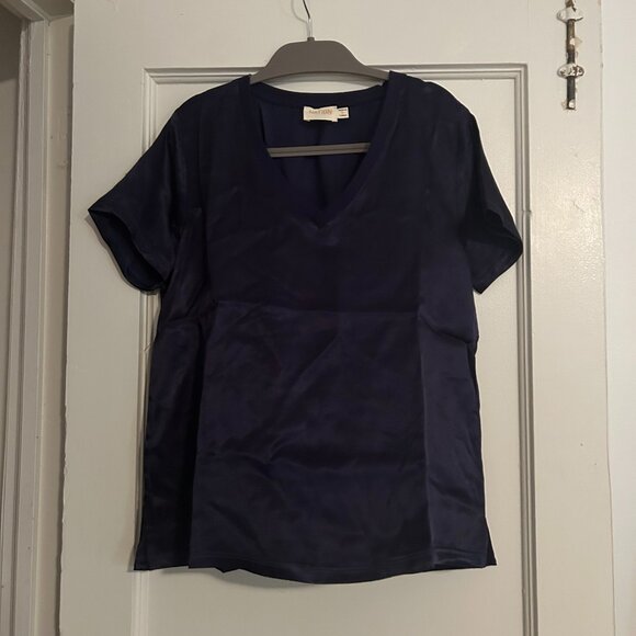 Nation Los Angeles Satin "June" Top in Navy Blue (S) - NEW with tags - Picture 3 of 8